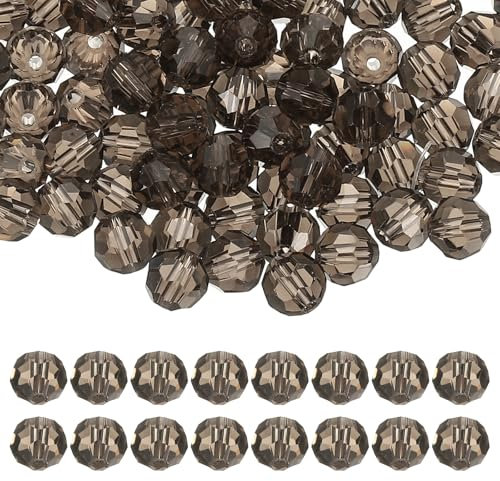 PATIKIL 10mm Round Crystal Beads, 100 Pcs Glass Faceted Ball Beads Loose Spacer Bead for Jewelry Making Bracelet Necklace Earrings Wind Chimes Craft, Grey