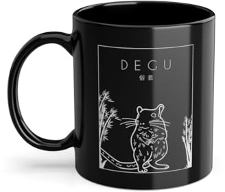 Degu Chinese Hanzi Ratte Rattenliebhaber Kaffeetasse | Nagetier Strauchratte Gewöhnlicher Degu Tasse Schwarz (01625W)