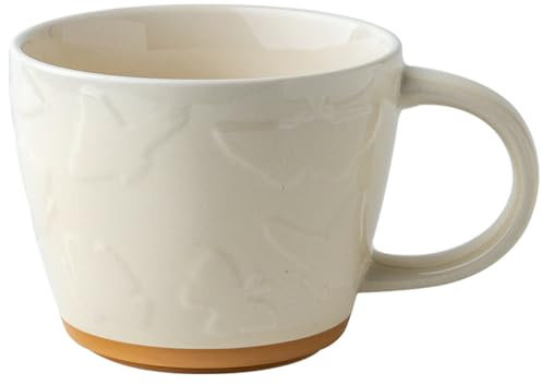 TAMUME Tasse à petit déjeuner en porcelaine - 475 ml - Passe au micro-ondes - Avec poignée confortable - Blanc crème - Finition brillante - Design rétro pour café, thé, flocons d'avoine et lait