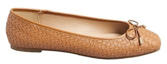 Long Tall Sally - LTS Tan Woven Ballerina Pumps in Standard Fit - Women's