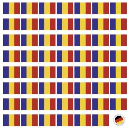 Samunshi® Aufkleber Set Rumänien Fahnen Autoaufkleber 55 Flaggen Set je 2cm breit | Länderflaggen Länderfahnen | Modellbau Fahrrad Auto Motorrad