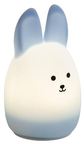 EGLO LED Nachtlicht Castellino, Akku Tischlampe Hase, Kinderzimmer Deko Mädchen Jungen, Silikon Nachttischlampe Kinder Baby Bett, touch bedienbar, blau, warmweiß, RGB