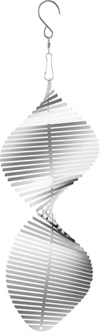 Losueeun 1 Stück 3D-Spiral- zum Aufhängen im Garten, Hinterhof, Silberfarbener Edelstahl