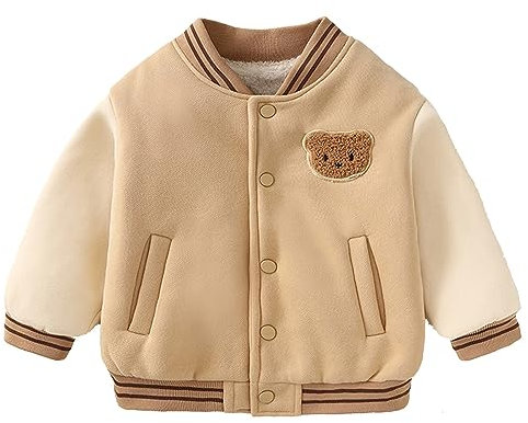 CreoQIJI Doudoune unisexe pour petit enfant, veste de baseball en peluche, veste en coton et hiver, pour fille pull épais, vêtements chauds pour bébé, kaki, 0-6 mois