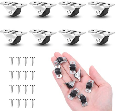 BOHUIZ 8 Möbelrollen Klein, 1,2 cm Rollen für Möbel TPR Gummi Rollräder Mini Lenkräder Kleine Bockrollen Transportrollen für Möbel Geräte Ausrüstung Werkzeugkisten Trolleys