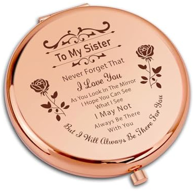 GiftGem Sister Gifts - Unique Sister Birthday Presents, Compact Mirror, for Sister, Heartfelt Sister Gifts From Sisters, Sister-in-Law & Friend Gifts