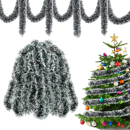 Ghirlanda Natalizia,12 M Ghirlanda Verde Ghirlande Albero Natale,Ghirlanda di Natale Artificiale,ghirlanda verde natale,Addobbi Natalizi per la Casa Esterni Interni.