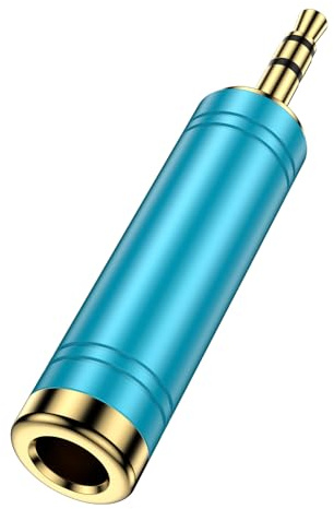 Ouorkee 1/4'' auf 3,5 mm Stereo Reinkupfer Kopfhöreradapter, 3,5 mm (1/8 Zoll) Stopfen Stecker auf 6,35 mm (1/4 Zoll) Klinke weiblich Stereo Adapter für Kopfhörer, Amp Adapter-blau