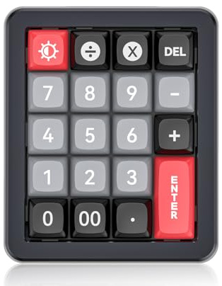 Plyisty Mechanischer Numpad mit 19 Programmierbaren Knopfs, 12 RGB -Backlits Typ C Kabelnummernpad, Red Switches Numerische Tastatur Support Hot Swappable Tasten (Black)