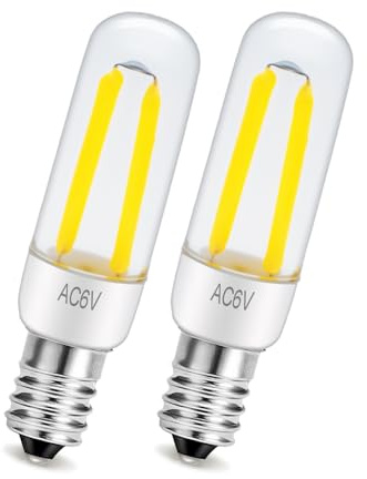 Ruiandsion E10 AC 6V 1W T13 Röhrenlampen - 2-Filament LED Ersatzleuchtmittel für Weihnachts-Lichterketten, Spitzkerzen, Brücken MES Lampen - Weiß (2er Pack)