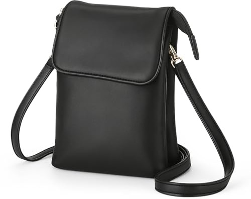 ViEinkaufen Leather Crossbody Phone Bag Small Shoulder Phone Bag | Small Cross Body Bag, 4 Layer Wallet Purse With Magnetic Clamshell, Small Shoulder Bag, Slim & Portable, Adjustable Strap