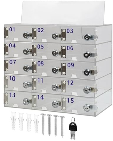 15/20/25 Slot Acryl Handy Safe Storage Box Für Schule Clear Locker Reserviert Lade Threading Loch(15bits)