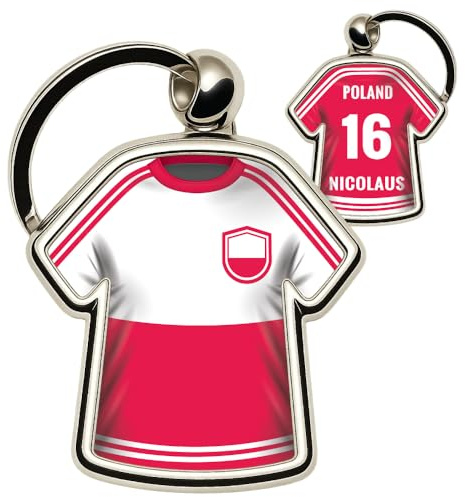 minifan Personalisierter Schlüsselanhänger Trikot Länder Look – mit Name & Nummer – Länderflagge Design, Fanartikel & Geschenkidee für Fans und Fußballfreunde -viele Länder verfügbar!