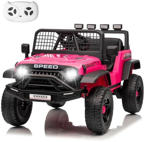 HAUSPROFI Elektroauto für Kinder, Elektro Kinderauto mit Fernbedienung,Rosa | Geschwindigkeitsstufen, Musik, Bluetooth, LED-Leuchten und Sicherheitsgurt, Spielzeugauto | Elektroauto für Kinder ab 3 Jahre