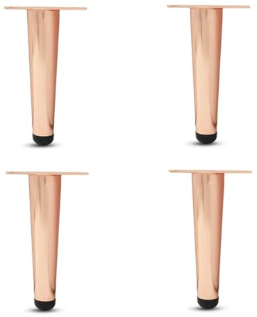 WSZGRJDM 4pcs Metal Furniture Legs, Rose Gold Cone Cabinet Legs Stainless Steel Table Legs No-Slip Silent For Furniture, Sofas, Cabinets（10/12/15/20/25/30cm）