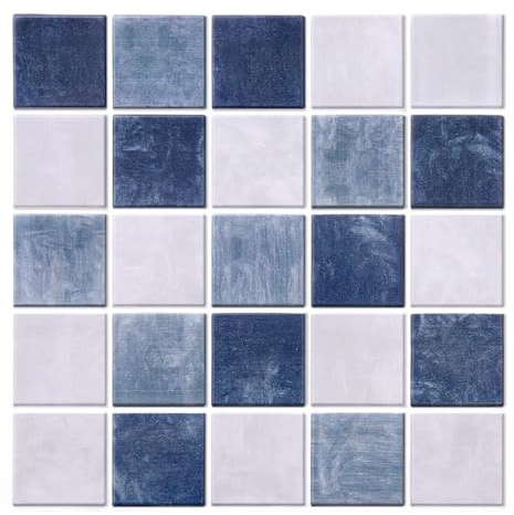 COMSTICKC Piastrelle Adesive per Cucina, PVC Quadrato Opaco,10 Pezzi | Adesivi per Piastrelle 3D, Autoadesive per Pareti, Paraschizzi Autoadesivo per Cucina Bagno,30×30 CM, Sfumatura blu e bianca