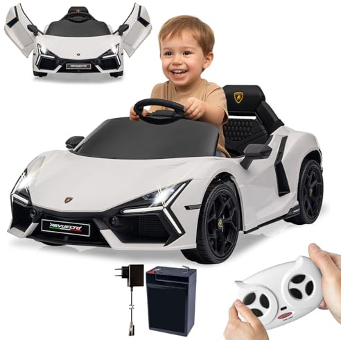 JAMARA 461881 Ride-on Lamborghini Revuelto 2,4GHz Li-Power 12.6, Elektroauto für Kinder ab 3 Jahre, Kinderauto elektrisch, Lenkrad Fahrzeug, Geschenkidee, Licht, Transportrollen