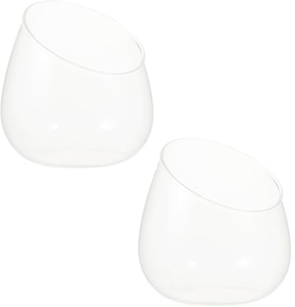 Beavorty 2pcs Glass Vase Slant Cut Flower Planter Bubble Bowl Elegant Contemporary Decorative Accent Removable for Living Room