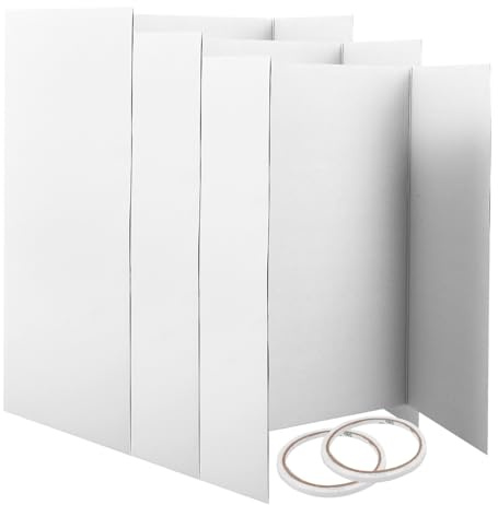 UKCOCO Panneau D'affichage Blanc Pliable à Trois Volets en Carton avec Ruban Adhésif Double Face, Utilisation Polyvalente et Rangement Facile pour Expositions