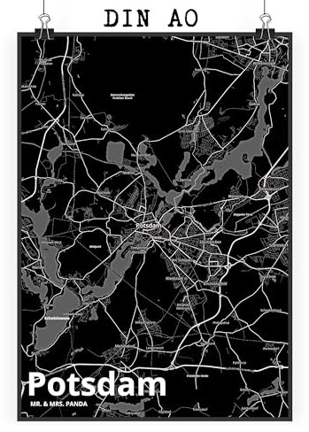 Mr. & Mrs. Panda Bild Potsdam DIN A0 - Geschenk, Plakat, drucke, kunstposter, Wandschmuck, Stadt, Wandbild, Dorf Karte Landkarte Map Stadtplan