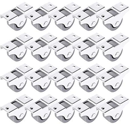 (Packung mit 20 Stück) 25 mm Gummirollen-Set aus Kunststoff, drehbar, Doppelrollen, Metall mit Platte, für Möbel, Geräte & Ausrüstung, kleine Mini-Rollen