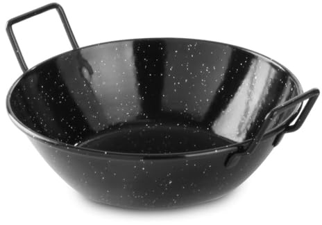 HENDI Paellaschüssel, Emailliert, Tiefe Ausführung, geeignet für Gasherd, Elektroherd, Ceranherd, Geschirrspüler, ø205x(H) 57mm, Flachstahl