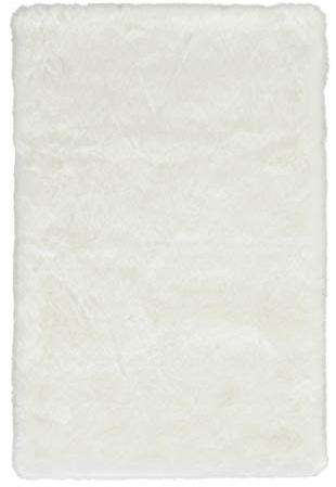Mint Rugs Superior Kunstfell Teppich Hochflor Bettumrandung 2-teilig Faux Lammfell Schaffell Weich Flauschig Flokati-Design Fellimitat Einfarbig für Schlafzimmer Bettvorleger Weiß 2X 90x140 cm