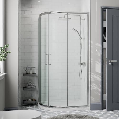 900 x 760mm Offset Quadrant Shower Enclosure Cubicle Left Hand Sliding Door 8mm Tempered Easy Clean Glass Framed Shower Tray & Waste
