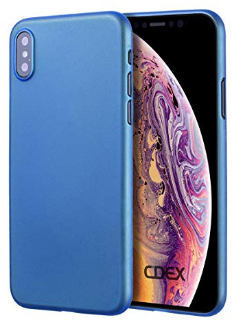doupi UltraSlim Hülle kompatibel für iPhone XS Max (iPhone 10s Max) 6,5 Zoll, Ultra Dünn Fein Matt Handyhülle Cover Bumper Schutz Schale Hard Case Taschenschutz Design Schutzhülle, blau