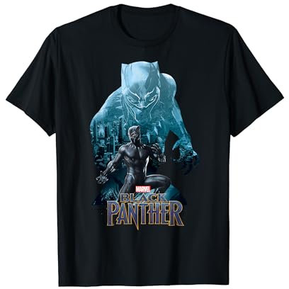 Marvel Black Panther Collage Silhouette Wakanda Fill T-Shirt