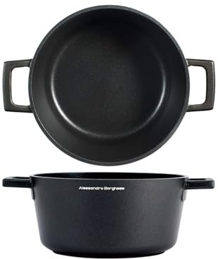H&H Alessandro Borghese Equipe Casseruola 2 Manici, Antiaderente, 24cm, Induzione