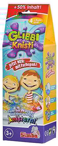 Simba 105953427 - Glibbi Knisti 4-Pack, Badewannenspielzeug, Badepulver, knistert im Wasser, 4 x 10 g, Badespaß, ab 3 Jahren, knacken, blubbern