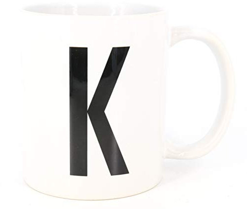 Deqosy PICSonPAPER Buchstaben-Tasse K Tasse mit Buchstaben, Alphabet als Kaffeetasse Buchstabentasse (Buchstabe K)