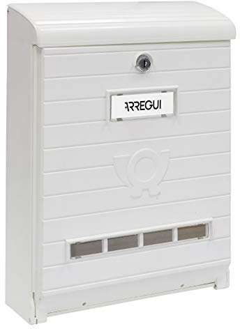 ARREGUI Mare E1061 Briefkasten aus hochbeständigem Kunststoff, Größe L (Zeitschriften und C4-Umschläge), Witterungsbeständig, Wandbriefkasten mit Schutzklappe, Sichtfenstern und Namensschild, Weiß