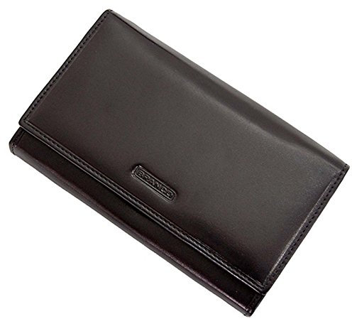 GoBago Elegante Damen Geldbörse Leder Portemonnaie Geldbeutel mit Bügelverschluss (Schwarz)