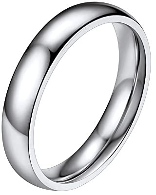 PROSTEEL Herren Edelstahl Bandring 4mm breit Größe 67 Simpel hochglanzpoliert Partnerring Ehering für Männer Minimalist Verlobungsring Trauring Modeschumck Accessoire