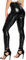 RIOJOY Damen High Waist Lederleggings Lederhose Sexy Lederoptik Wetlook Latex Leggings, Schwarz Glänzend 46