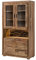 MASSIVMOEBEL24.DE | BARK by WOLFMÖBEL - Massive Vitrine - Natur, lackiert | echte Baumrinde | mit LED-Beleuchtung | Akazienholz | 4 Türen - 6 Ablagefächer | 98x40x180 | Bücherregal Standvitrine