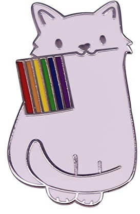 HUAQIGUO Niedliche Weiße Katzen-Brosche, Regenbogen-Flagge, Anstecknadel, Schlicht, Modern, Metall-Accessoires, Kleidung, Schmuck, Geschenke für Freunde, Emaille, Metall