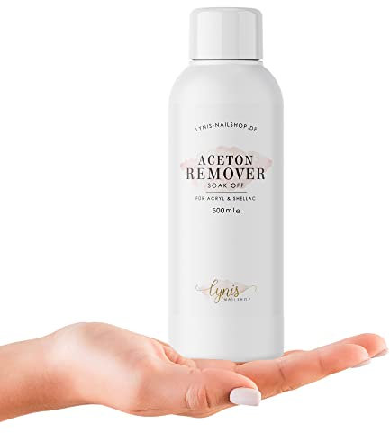 Aceton Remover 500ml für Acryl & Gelpolish, Entferner für, Gellack & Acrylmodellagen, Aufweichen & sanftes Ablösen ohne Abfeilen, FürRemover Folien & Soak Off Schalen, Lynis-Nailshop.de
