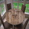 Chickwin Runde Tischdecke Wasserdicht Lotuseffekt Abwaschbar mit Elastische Kante, 3D Holzoptik Muster Runde Tischtuch aus Polyester für Küche, Restaurant, Garten (Braun,120cm)