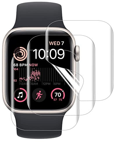 NUCNOK [3 Pièces Protection Écran pour Apple Watch SE 40mm 2022,Doux Hydrogel Protecteur Écran sans Bulles Haute Sensibilité Anti-Rayures Transparent Film Protection avec Outil d’Installation