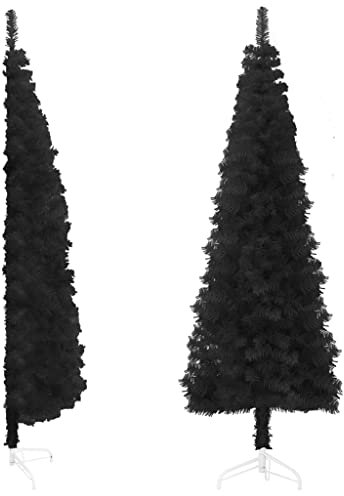 vidaXL Albero Natale Artificiale Sottile a metà e Supporto Nero 210 cm
