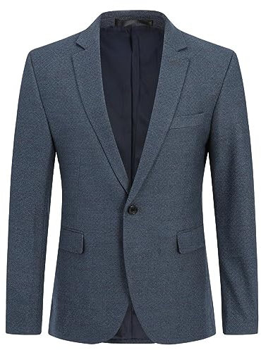 Allthemen Blazer Homme Veste de Costume à Carreaux Casual Un Bouton Slim Fit pour Mariage Business Dîner Bleu XL