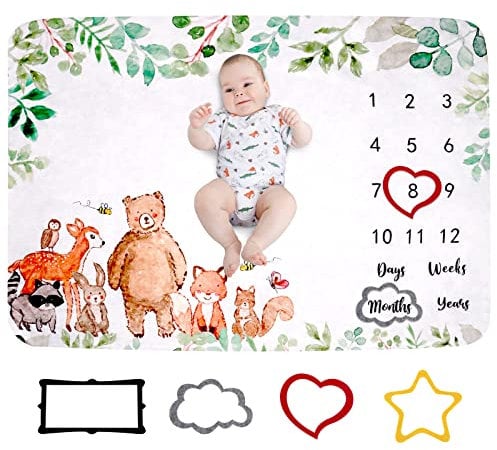 MXTIMWAN Baby Meilenstein Decke Baby Monatsdecke Meilensteine Baby Decke Mädchen Junge Baby Monats Decke Personalisierte Geschenke Baby, 130X100cm