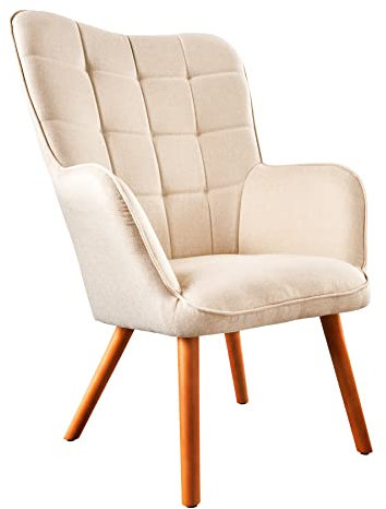 riess-ambiente.de Design Armlehnen Sessel Scandinavia Natur Struktustoff Massivholz | Eleganter Relaxsessel