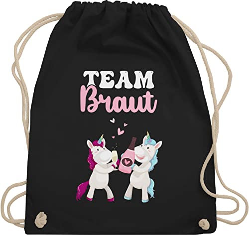 Turnbeutel Rucksack - JGA Junggesellenabschied Frauen - Team Braut Einhorn - Unisize - Schwarz - bride beutel brauttaschen bachelorette party sporttasche junggesellinnenabschied outfit