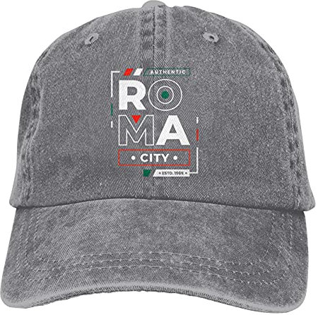 351 Herren Damen Baseballkappe, Roma City Typografie-Schriftzug-Design Cotton Cap Vintage Baseboard Baseballkappe Atmungsaktiv Denim Hut Für Reisen Angeln Wander