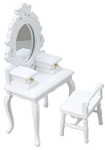 Toyvian 2 Stück Vintage-Kommode Hocker Make-Up Holziges Retro-Möbel Rolle Miniatur-Kommode Kinder-Holzmöbel Holz Weiß Mini-Schminktisch Miniatur-Hausmöbel Spielmöbel
