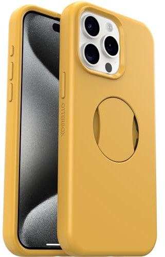 OtterBox OtterGrip Symmetry Case for iPhone 15 Pro Max for MagSafe, Drop Proof, Protective Case with Built-In Grip, 3x Tested to Military Standard, Yellow